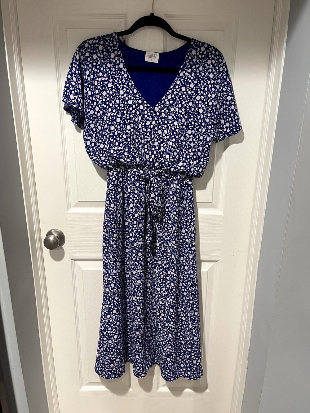 Sienna Sky Royal Blue & White Floral Short-Sleeve Midi Dress
